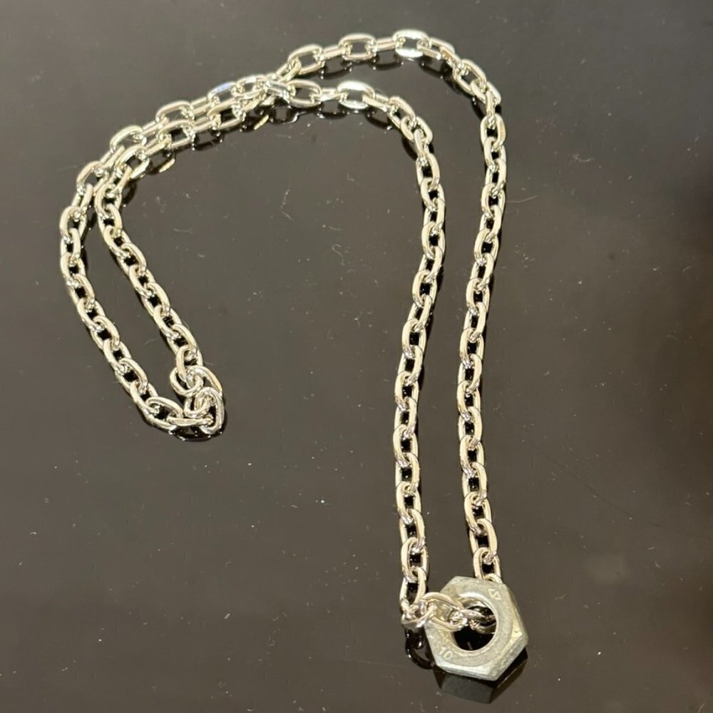 Silver Stainless Steel Strand Necklace Punk Rock Modern Gift Nuts Grunge - Picture 4 of 5